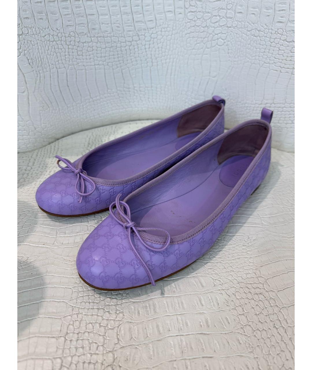 GUCCI Фиолетовые кожаные балетки, фото 2