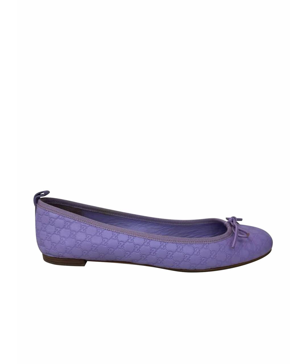 GUCCI Фиолетовые кожаные балетки, фото 1