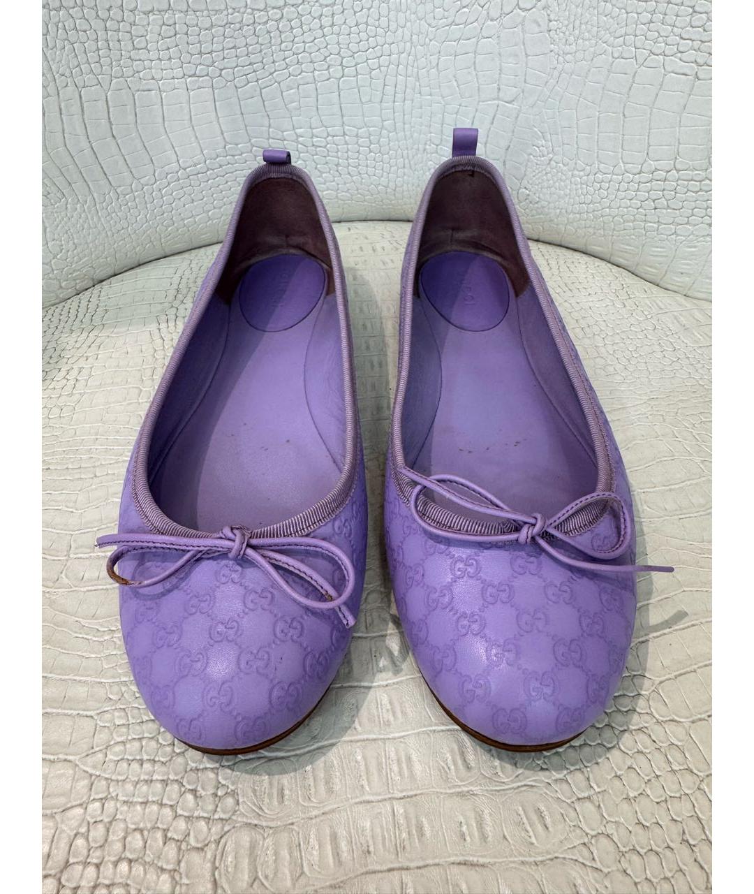GUCCI Фиолетовые кожаные балетки, фото 3
