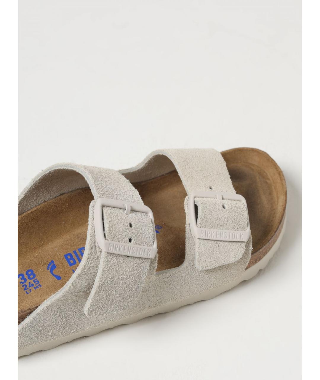 BIRKENSTOCK Бежевые замшевые шлепанцы, фото 4