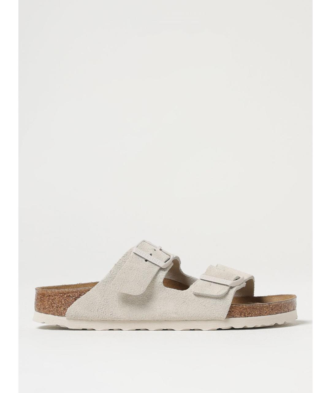 BIRKENSTOCK Бежевые замшевые шлепанцы, фото 5
