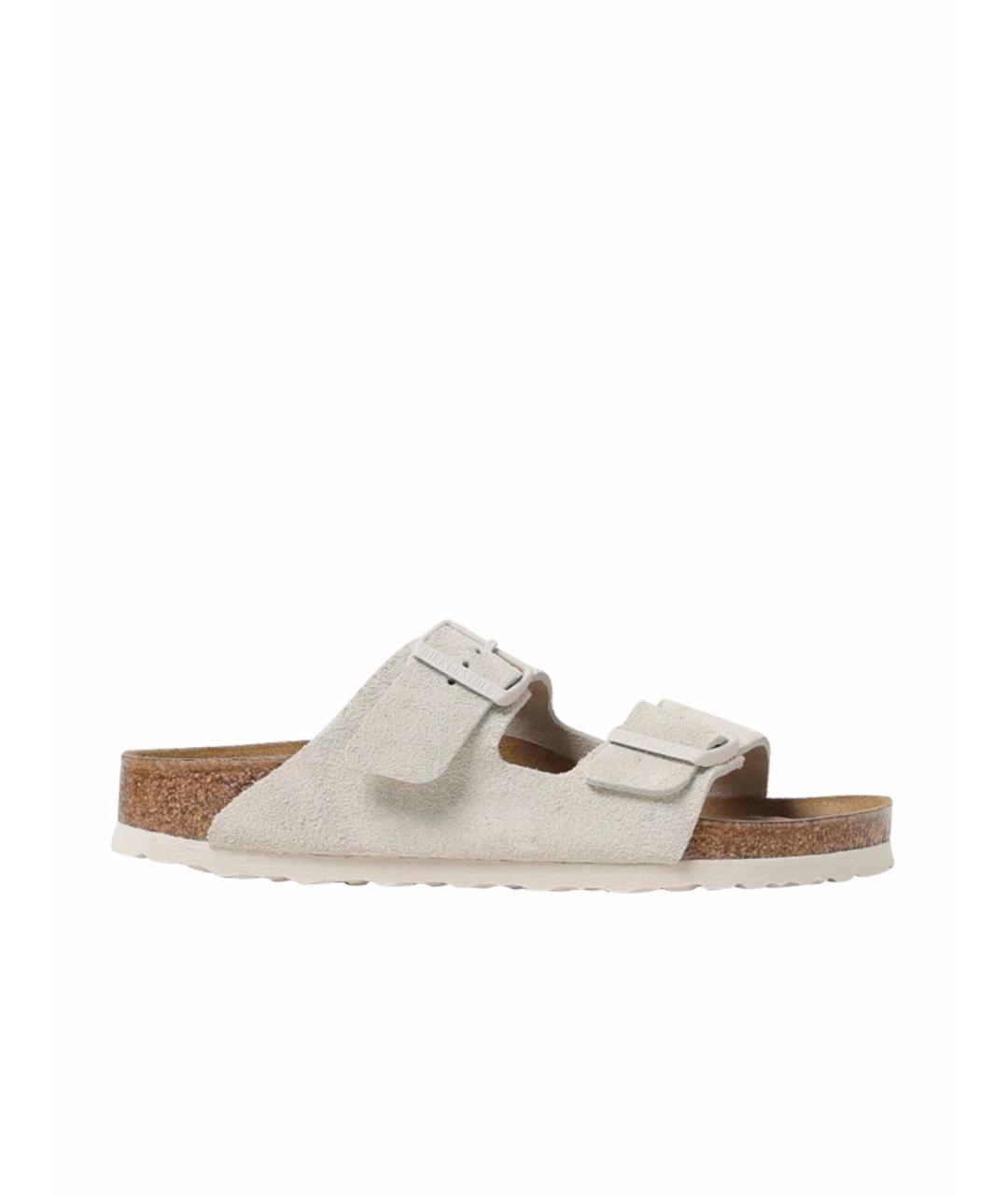 BIRKENSTOCK Бежевые замшевые шлепанцы, фото 1