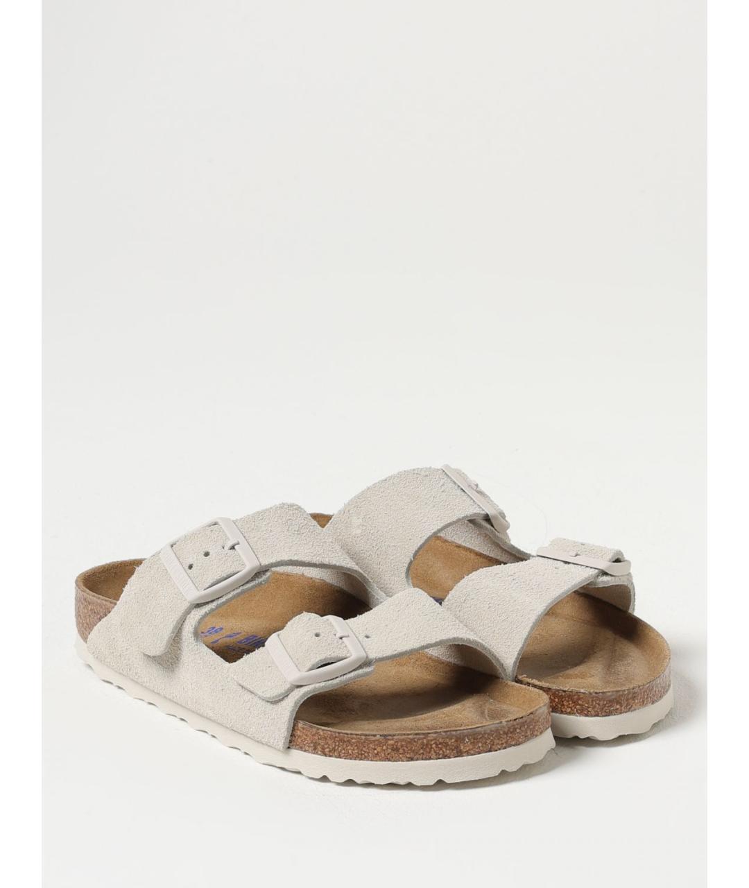 BIRKENSTOCK Бежевые замшевые шлепанцы, фото 2