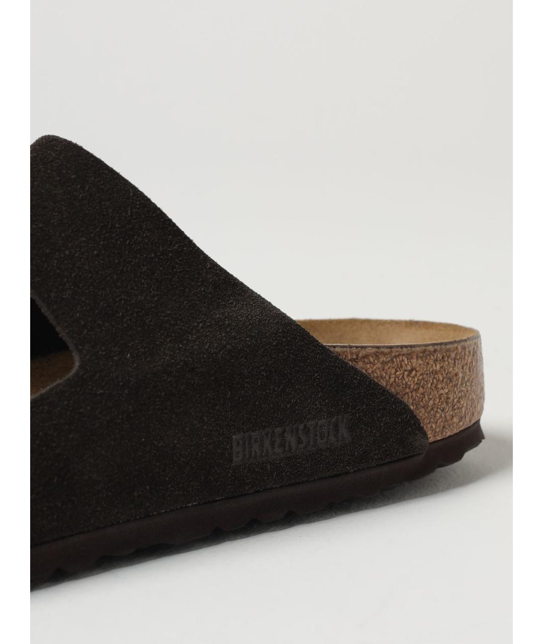 BIRKENSTOCK Коричневые замшевые шлепанцы, фото 4