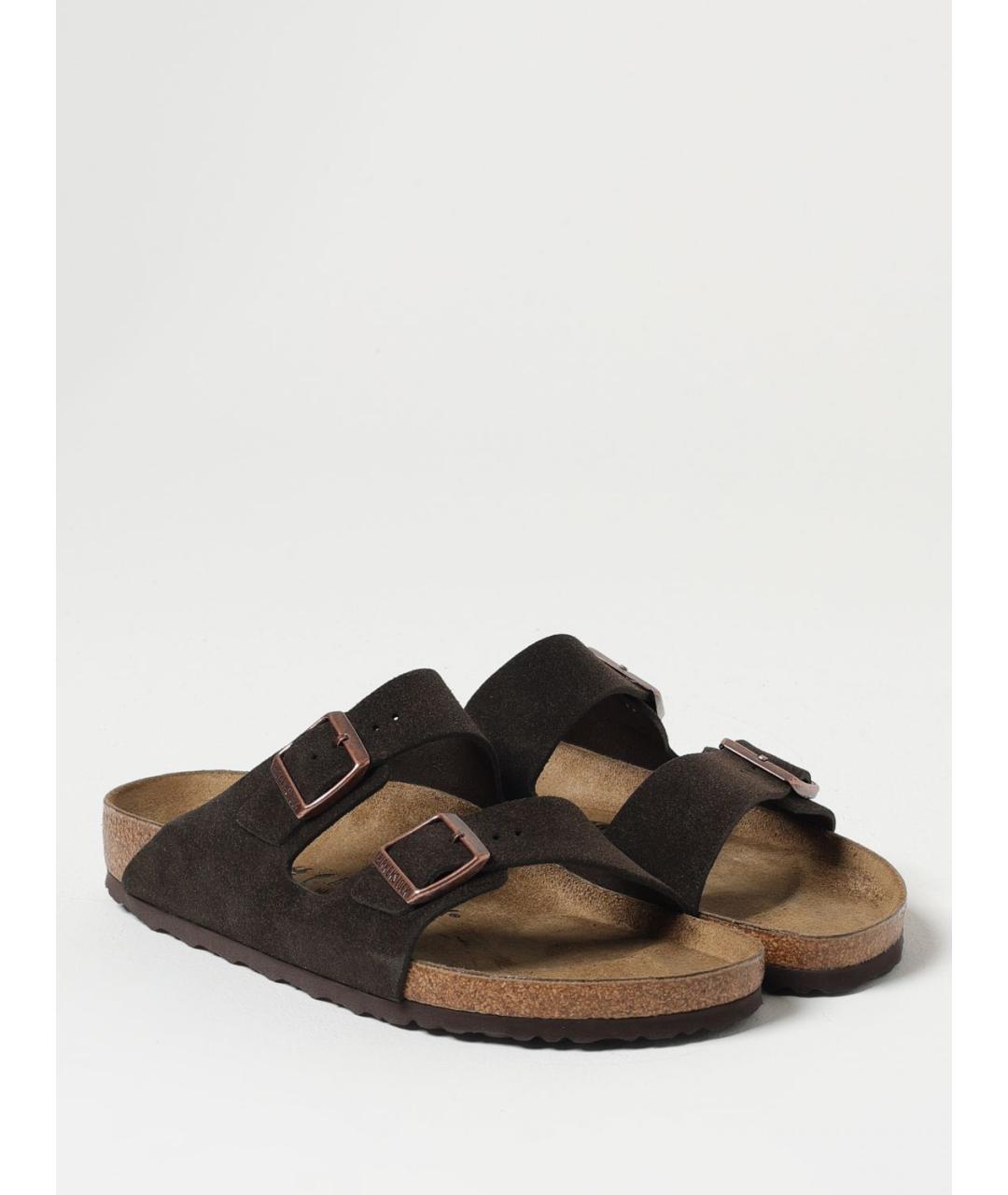 BIRKENSTOCK Коричневые замшевые шлепанцы, фото 2