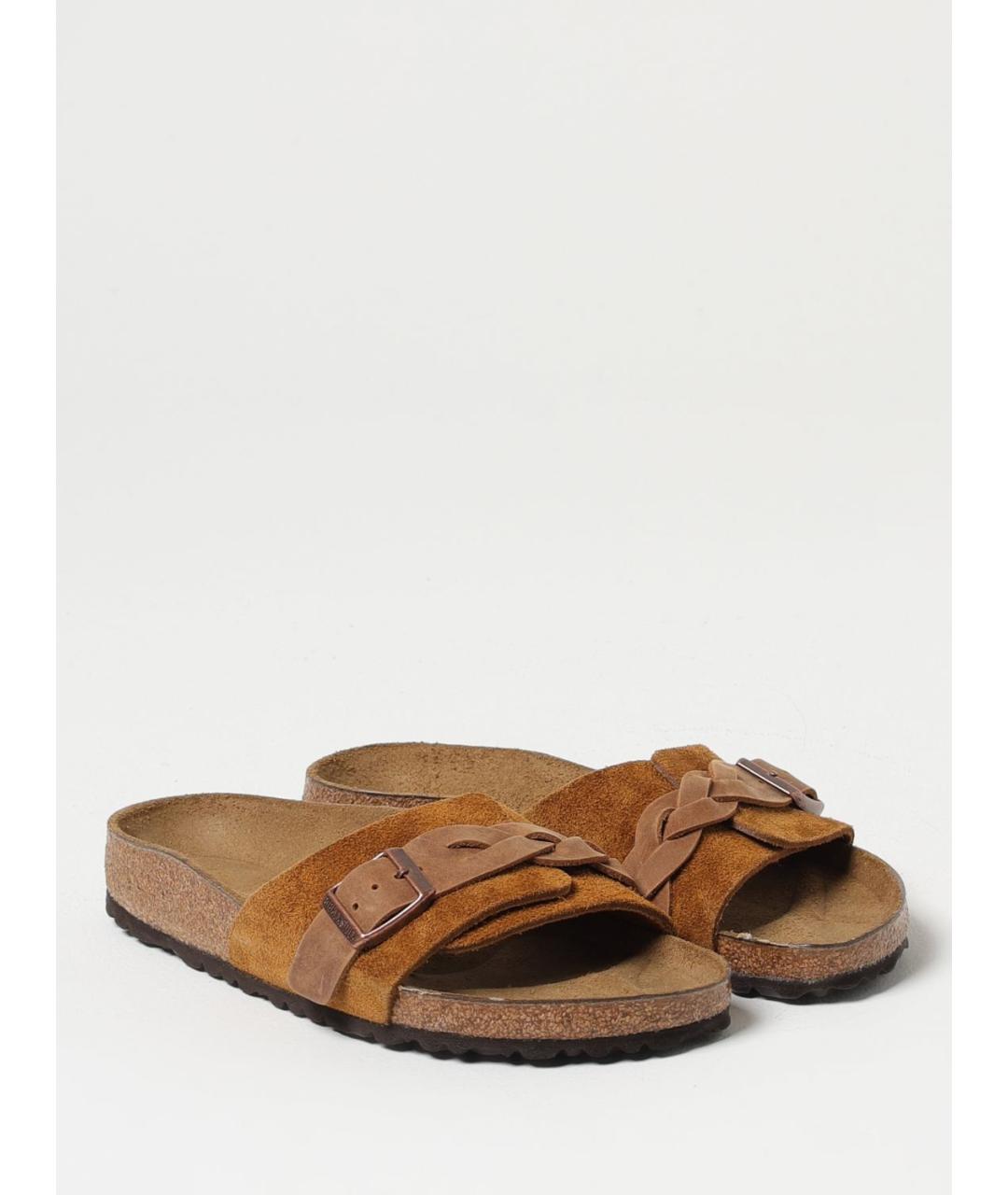 BIRKENSTOCK Коричневые замшевые шлепанцы, фото 2