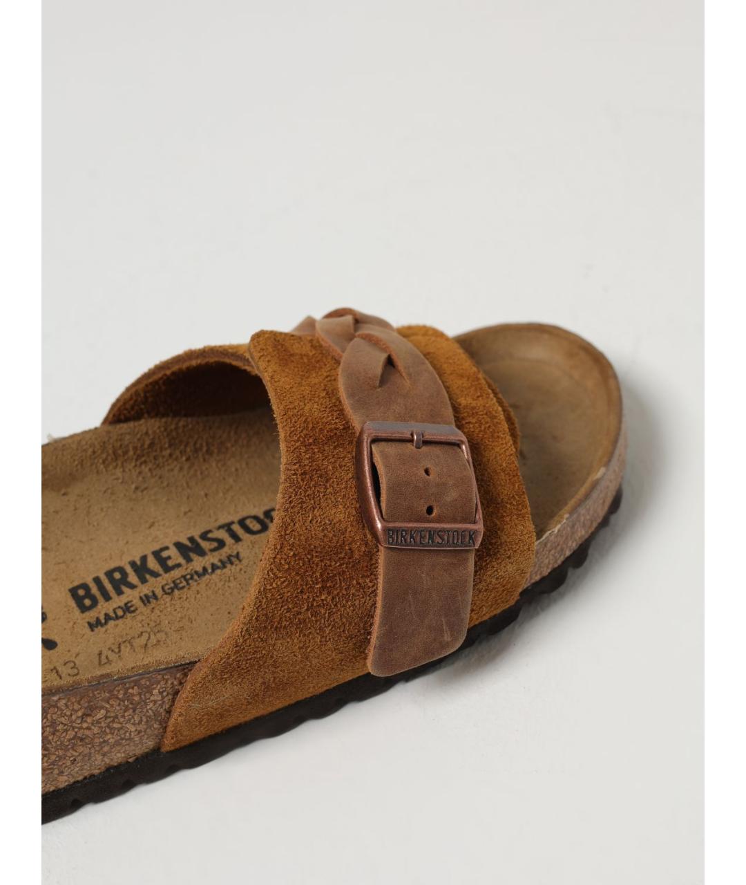BIRKENSTOCK Коричневые замшевые шлепанцы, фото 4