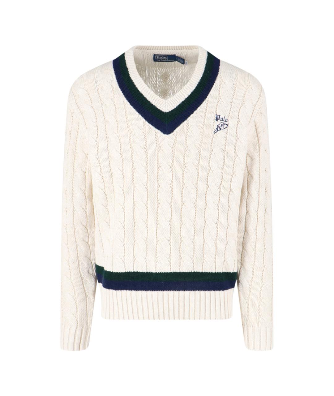 POLO RALPH LAUREN Белый хлопковый джемпер / свитер, фото 1