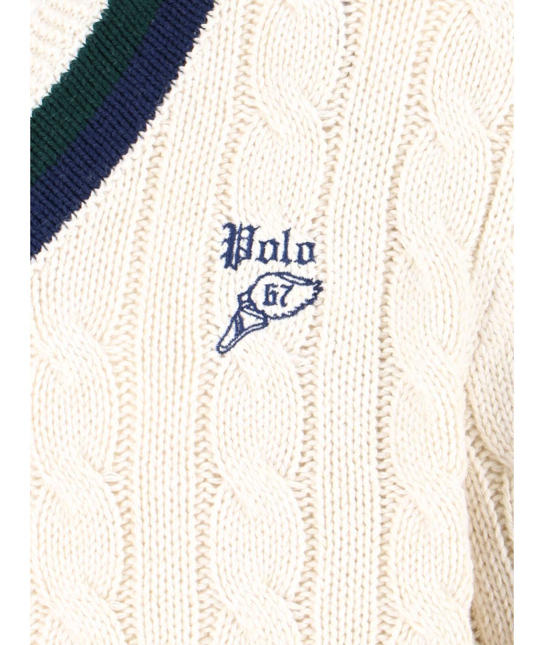 POLO RALPH LAUREN Белый хлопковый джемпер / свитер, фото 4