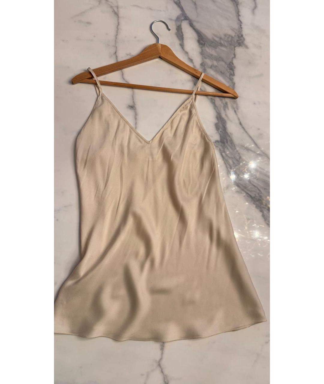 MAX MARA Бежевая шелковая майка, фото 3