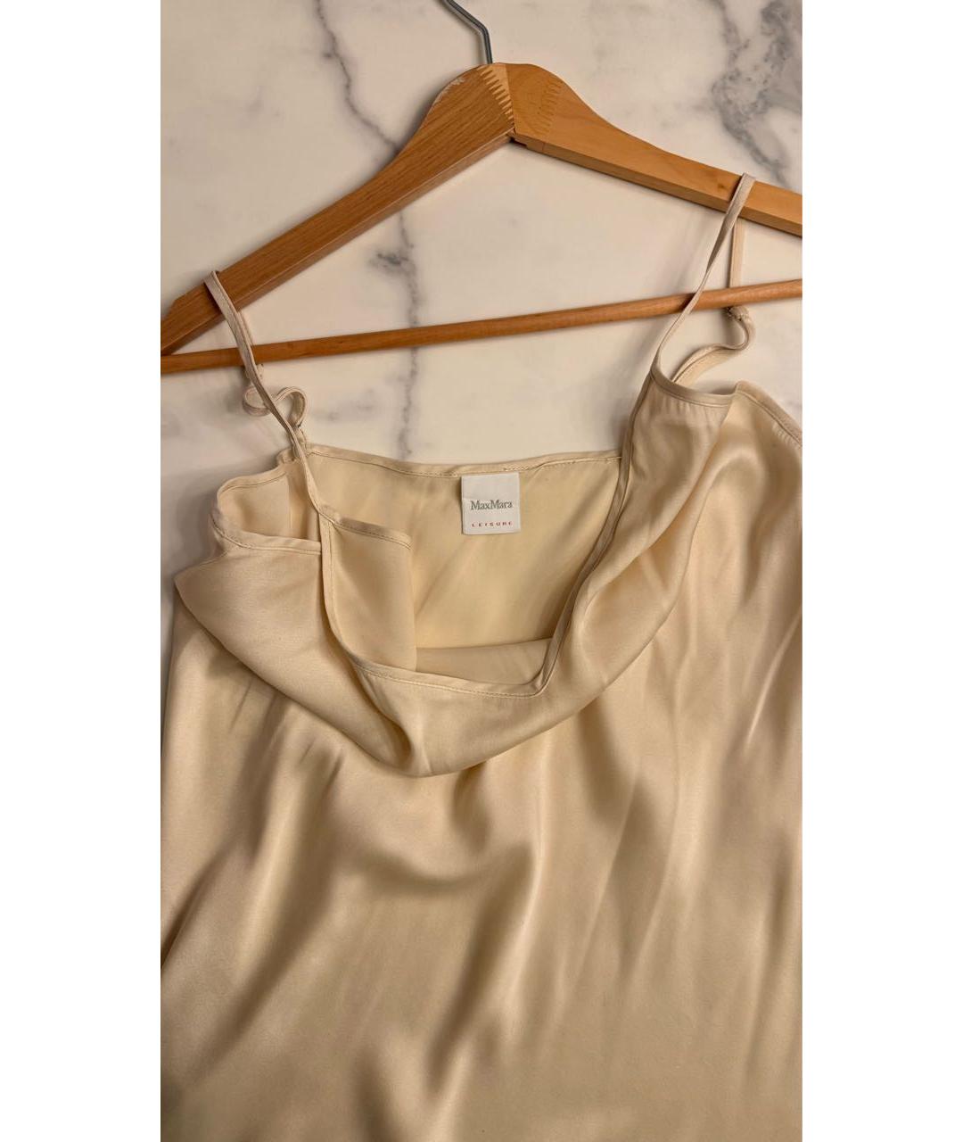 MAX MARA Бежевая шелковая майка, фото 2