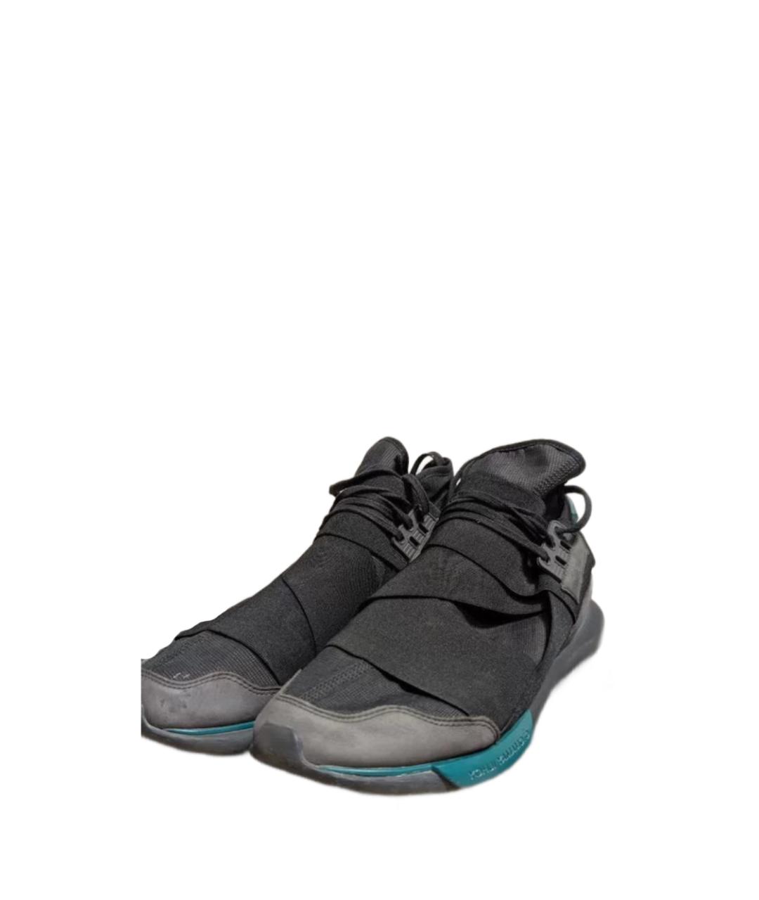 Y-3 Черные синтетические высокие кроссовки / кеды, фото 2