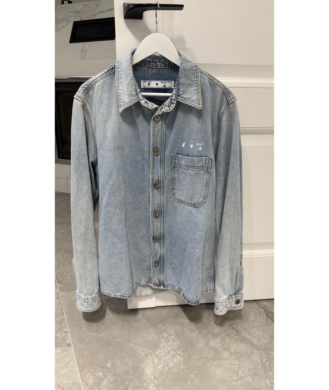OFF-WHITE Голубая хлопковая кэжуал рубашка, фото 7