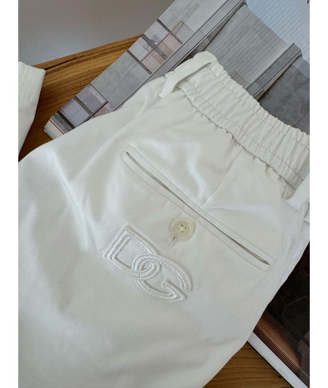 DOLCE&GABBANA Белые хлопко-эластановые прямые брюки, фото 3
