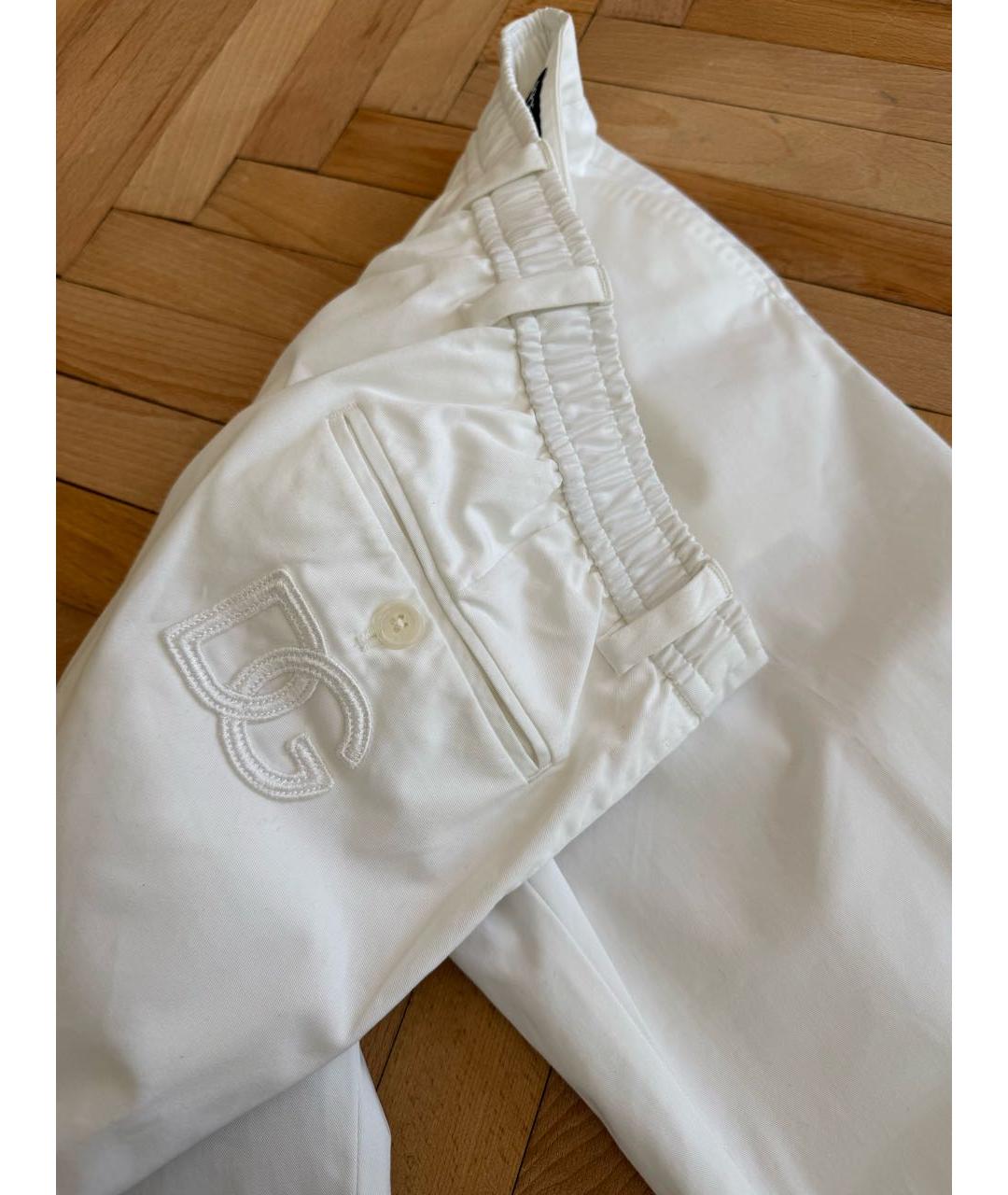 DOLCE&GABBANA Белые хлопко-эластановые прямые брюки, фото 2