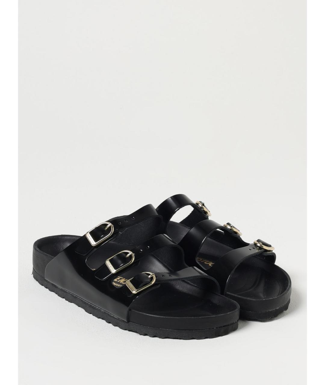 BIRKENSTOCK Черные кожаные шлепанцы, фото 2