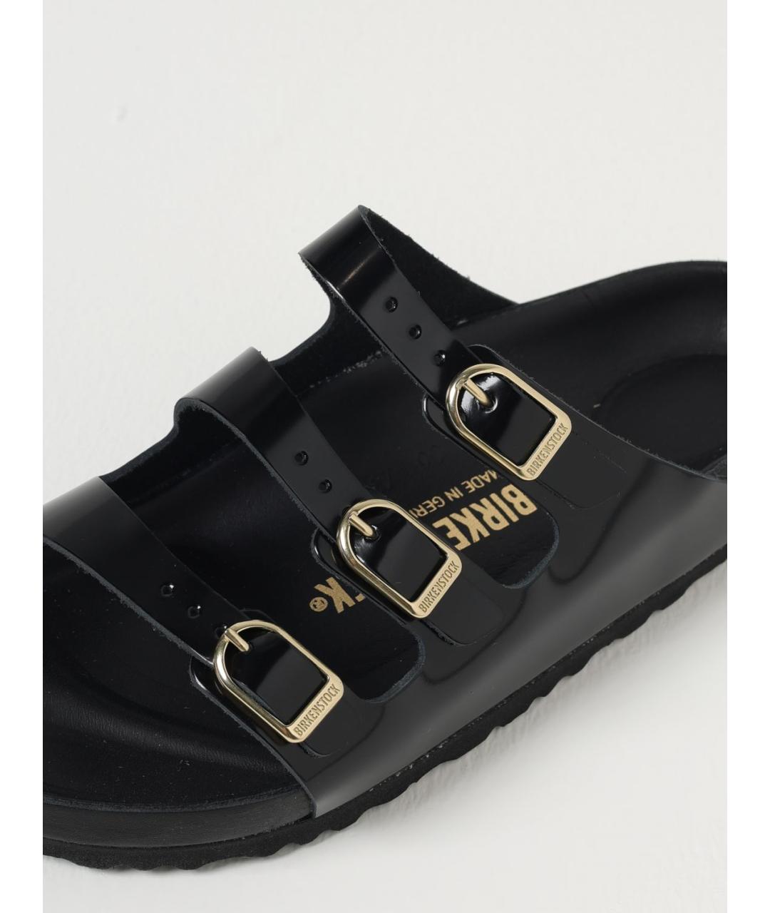 BIRKENSTOCK Черные кожаные шлепанцы, фото 4