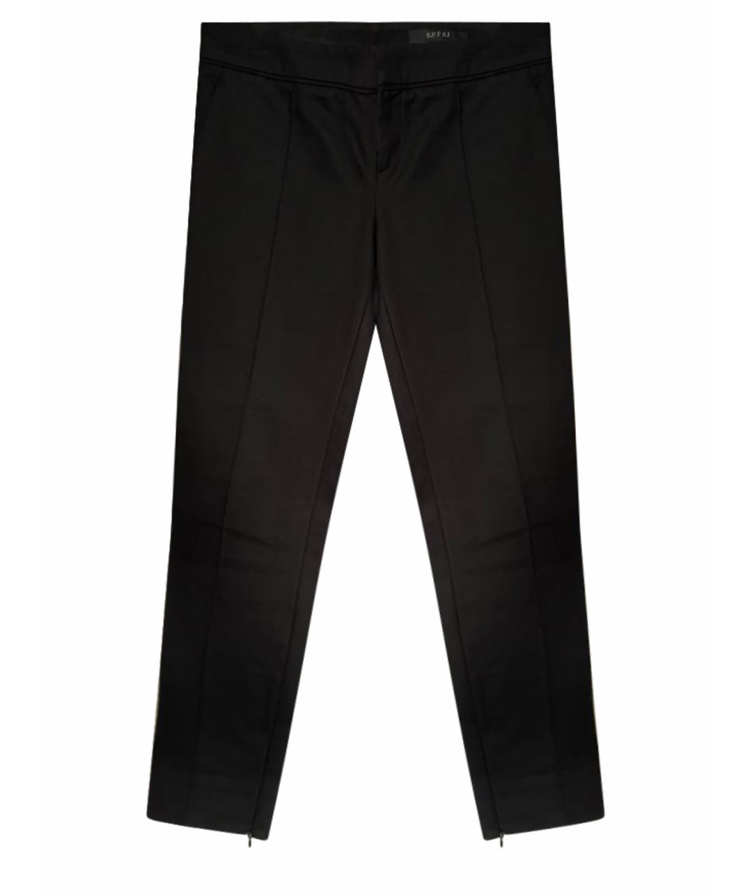 GUCCI Черные хлопко-эластановые брюки узкие, фото 1