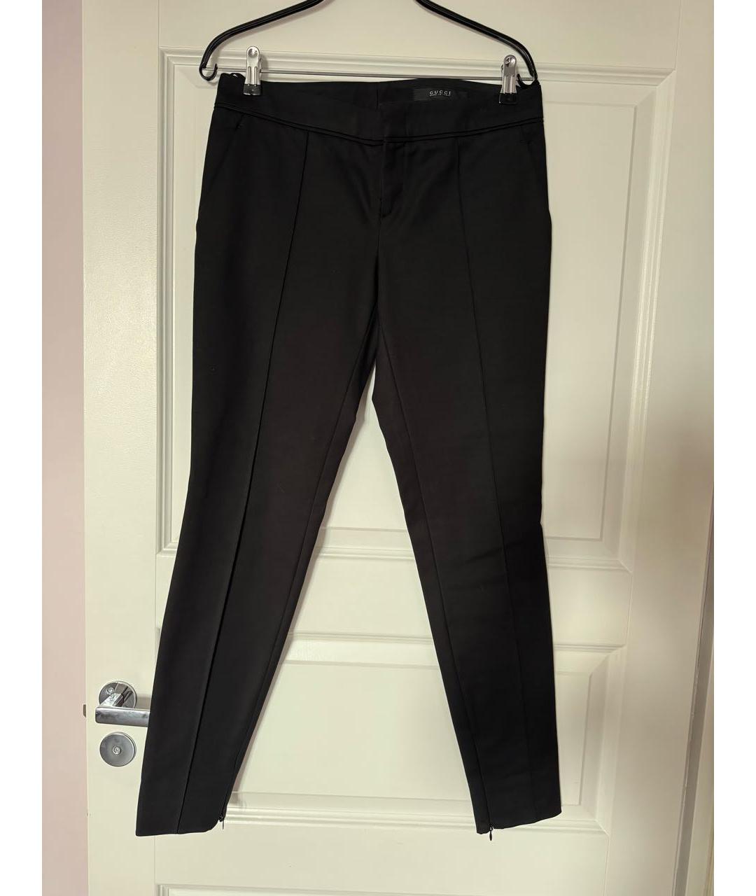 GUCCI Черные хлопко-эластановые брюки узкие, фото 4