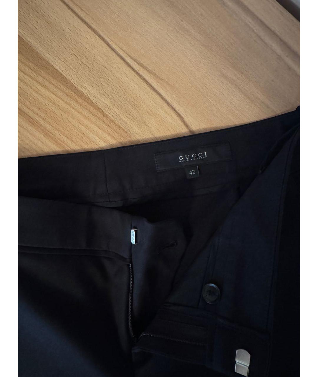 GUCCI Черные хлопко-эластановые брюки узкие, фото 3