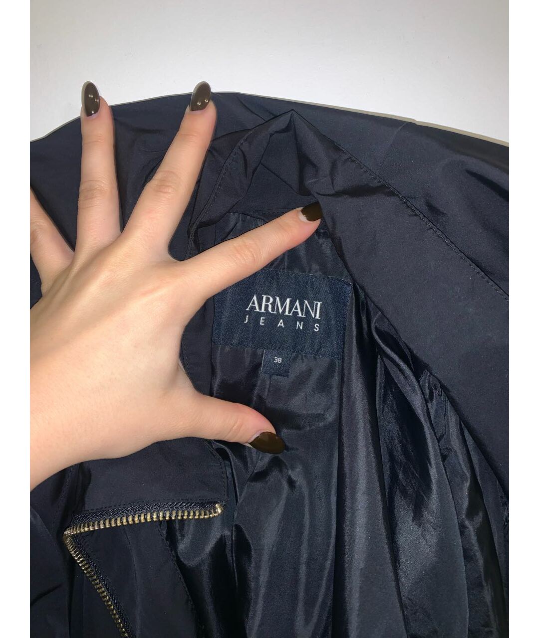 ARMANI JEANS Темно-синяя полиэстеровая куртка, фото 3