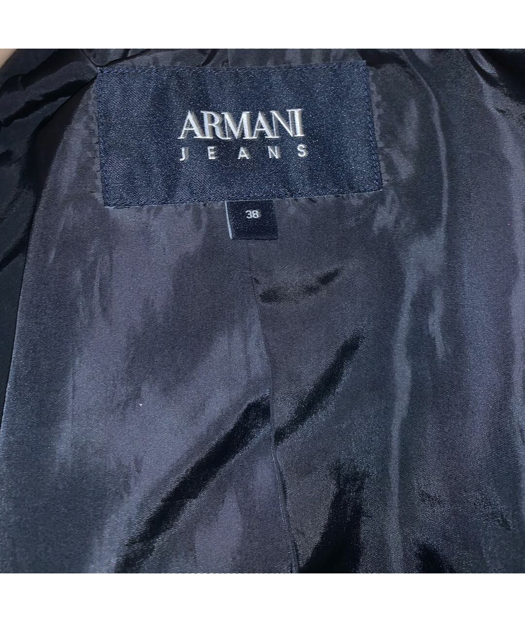 ARMANI JEANS Темно-синяя полиэстеровая куртка, фото 4