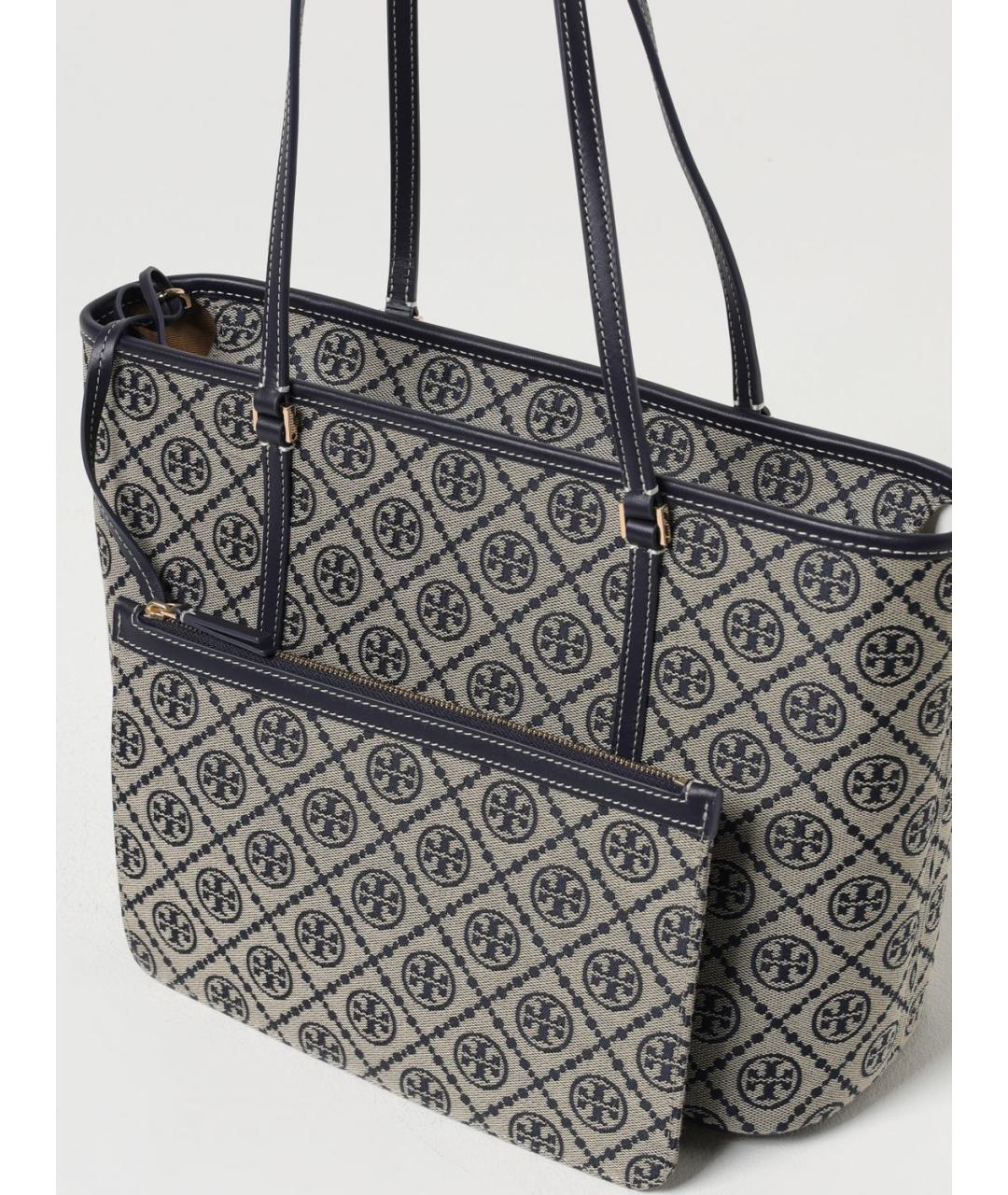 TORY BURCH Серая жаккардовая сумка тоут, фото 3