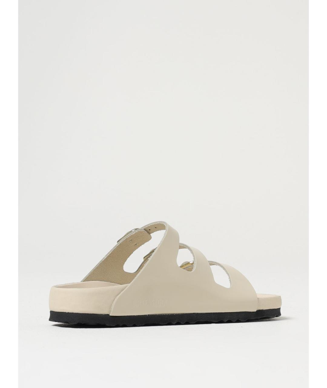 BIRKENSTOCK Бежевые кожаные шлепанцы, фото 3