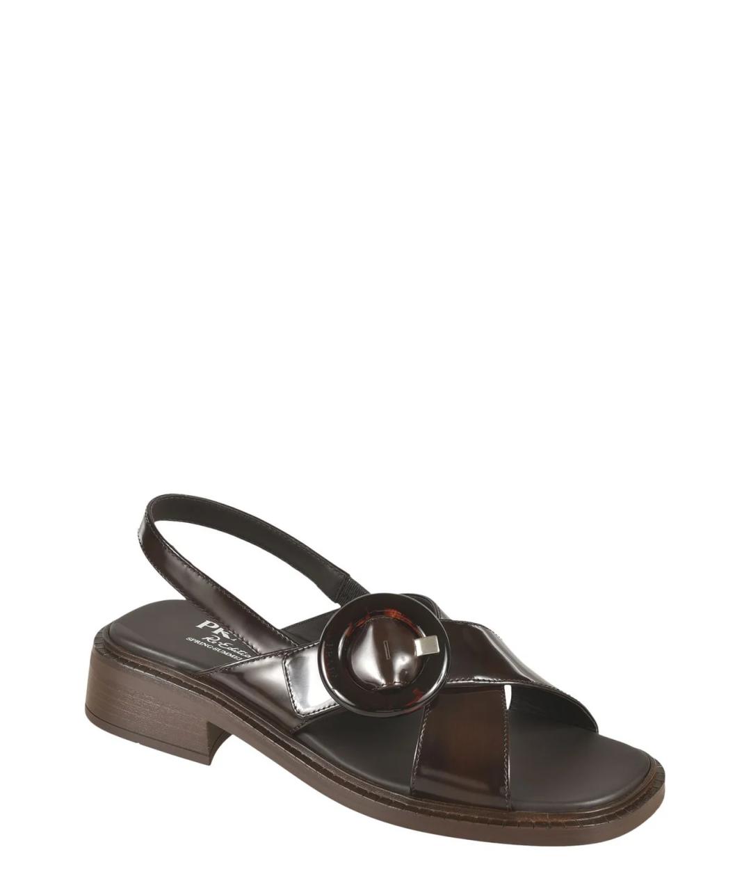 PRADA Коричневые кожаные сандалии, фото 2