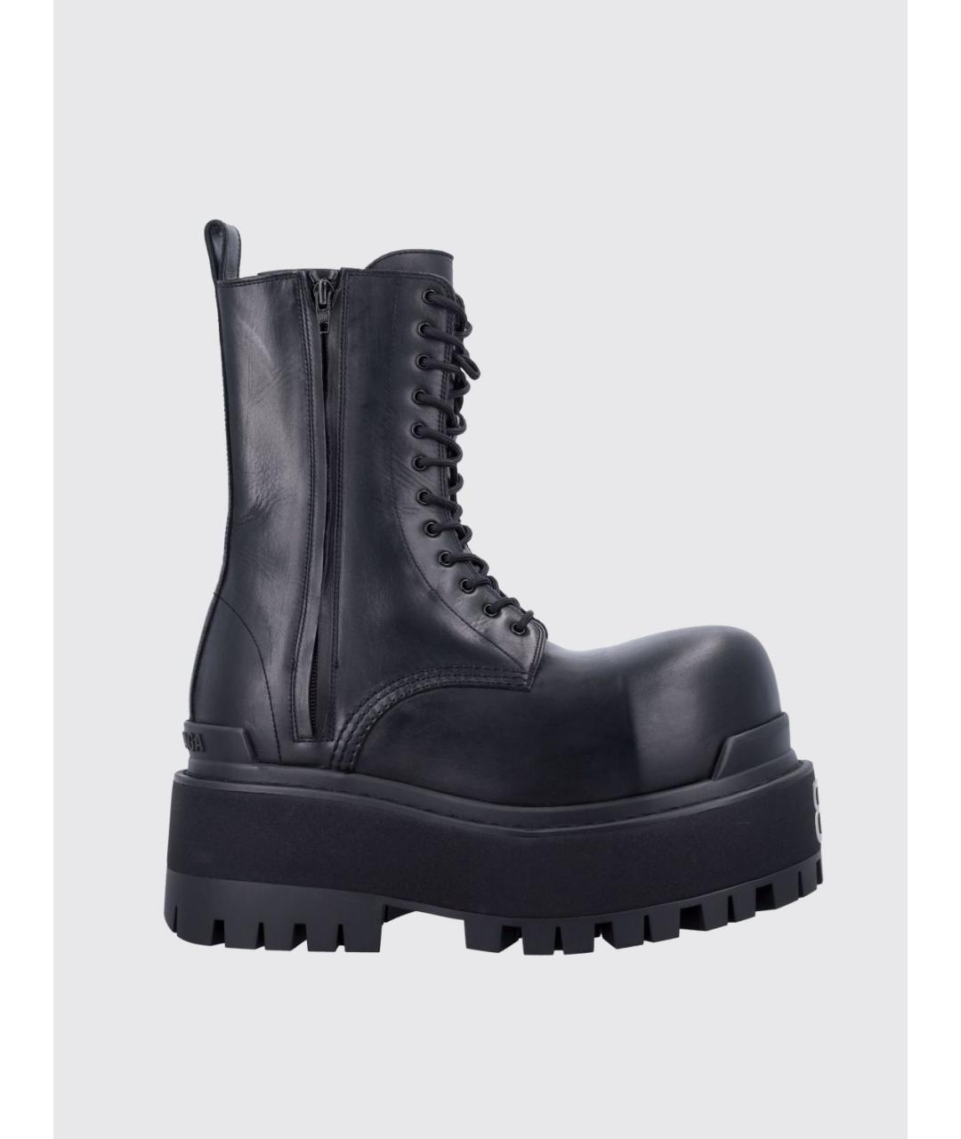 BALENCIAGA Черные кожаные высокие ботинки, фото 4