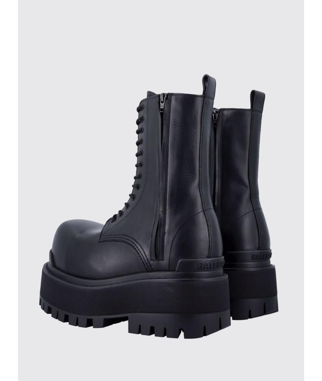 BALENCIAGA Черные кожаные высокие ботинки, фото 3