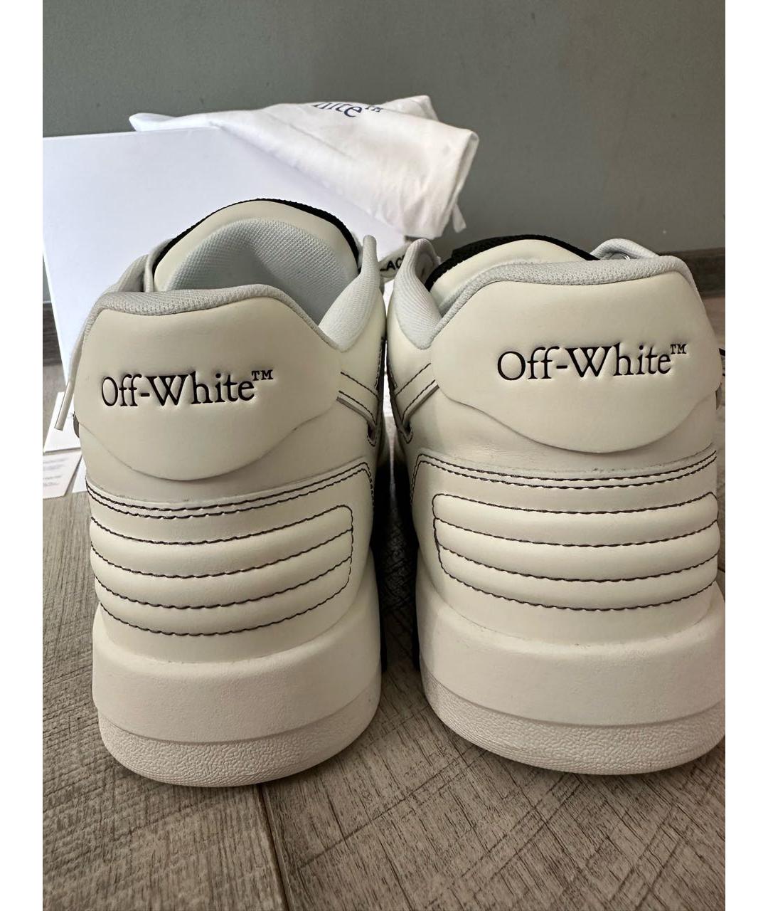 OFF-WHITE Белые кожаные низкие кроссовки / кеды, фото 7