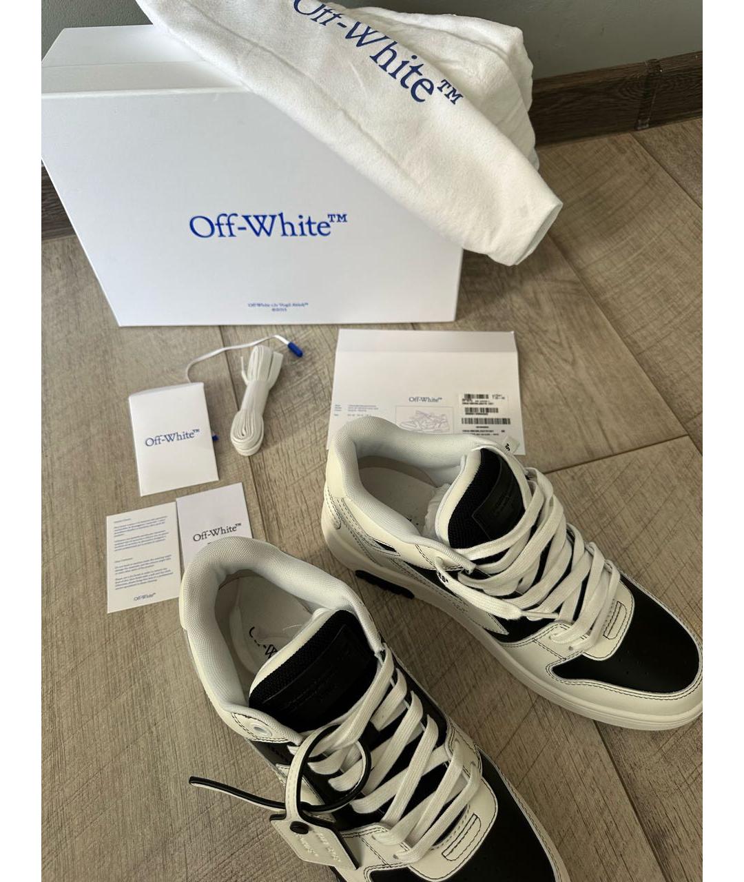 OFF-WHITE Белые кожаные низкие кроссовки / кеды, фото 2
