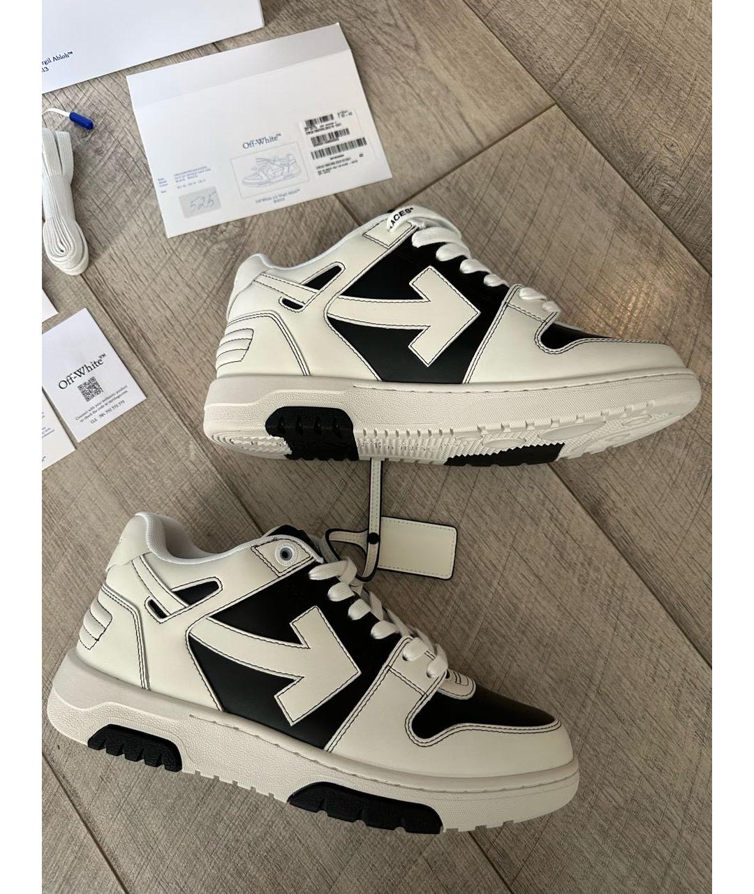 OFF-WHITE Белые кожаные низкие кроссовки / кеды, фото 3