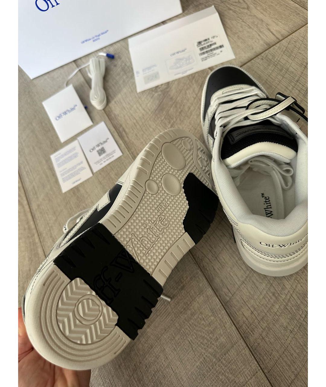 OFF-WHITE Белые кожаные низкие кроссовки / кеды, фото 8