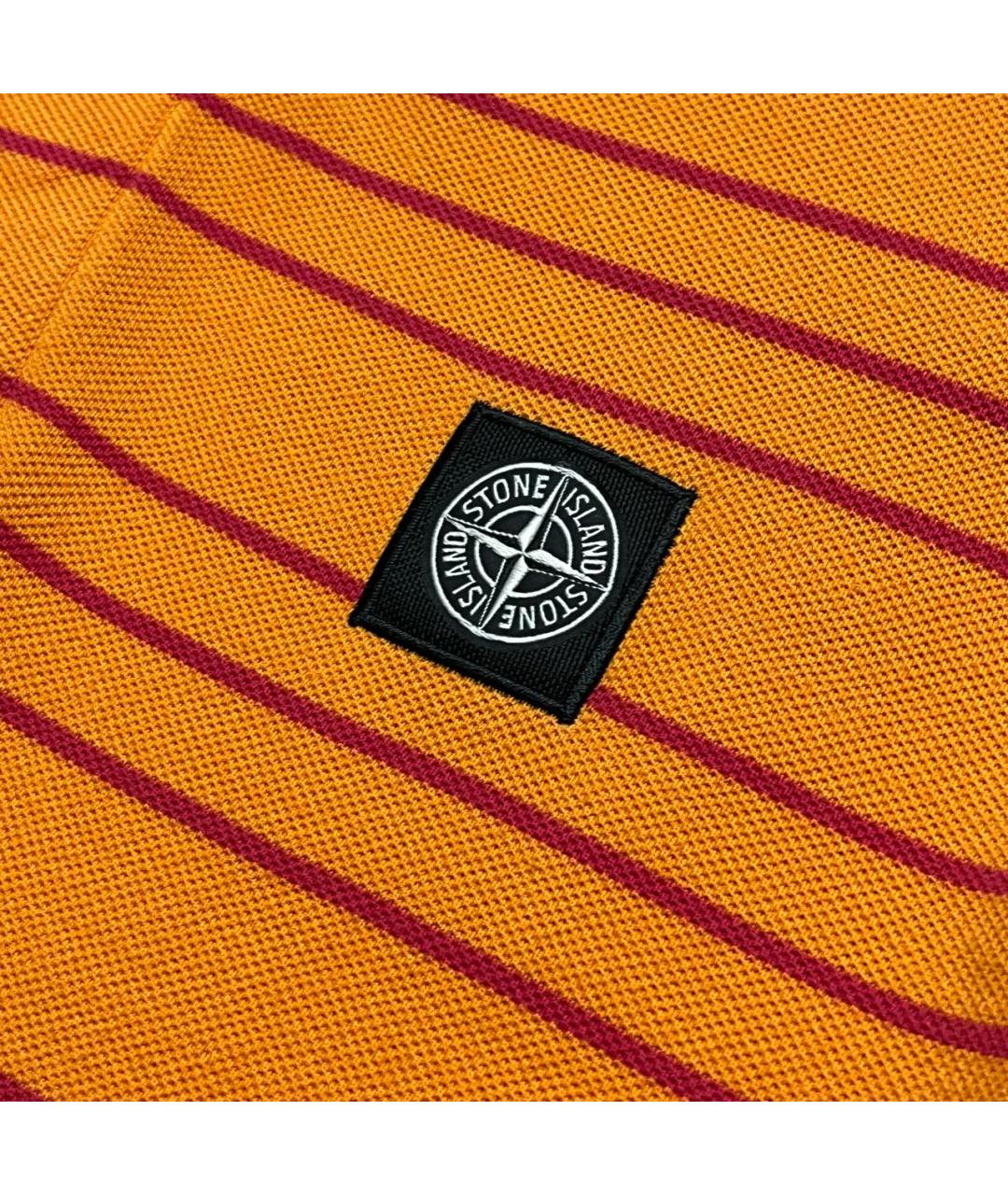 STONE ISLAND Оранжевое хлопковое поло с длинным рукавом, фото 4