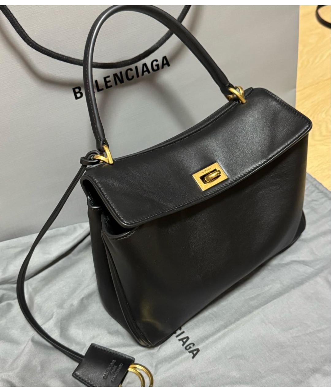 BALENCIAGA Черная кожаная сумка с короткими ручками, фото 2