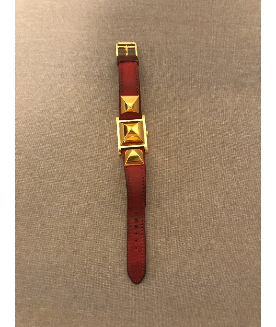 HERMES PRE-OWNED Красные металлические часы, фото 8