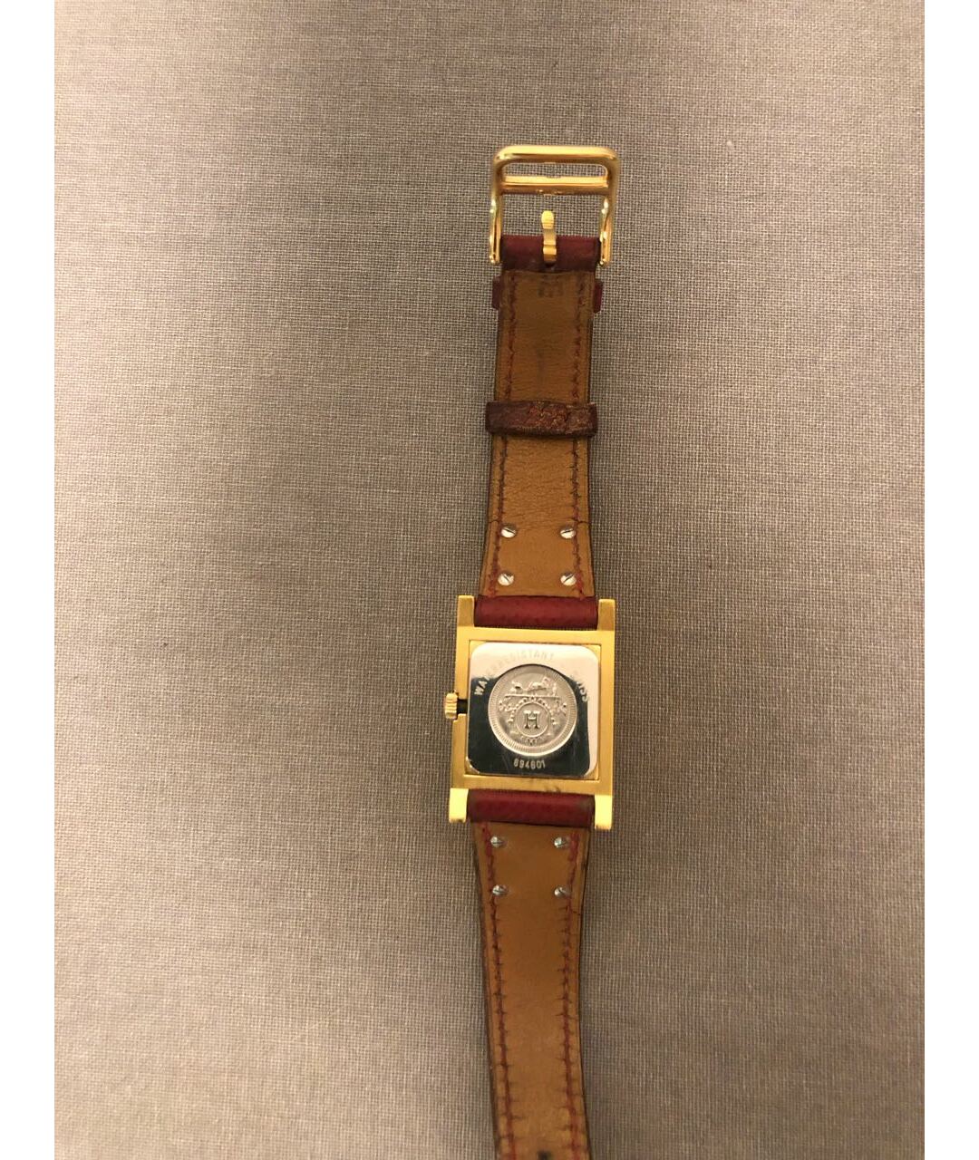 HERMES PRE-OWNED Красные металлические часы, фото 4