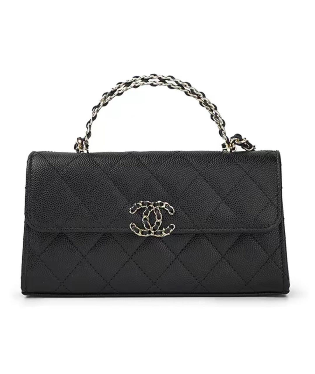 CHANEL Черная кожаная сумка с короткими ручками, фото 1