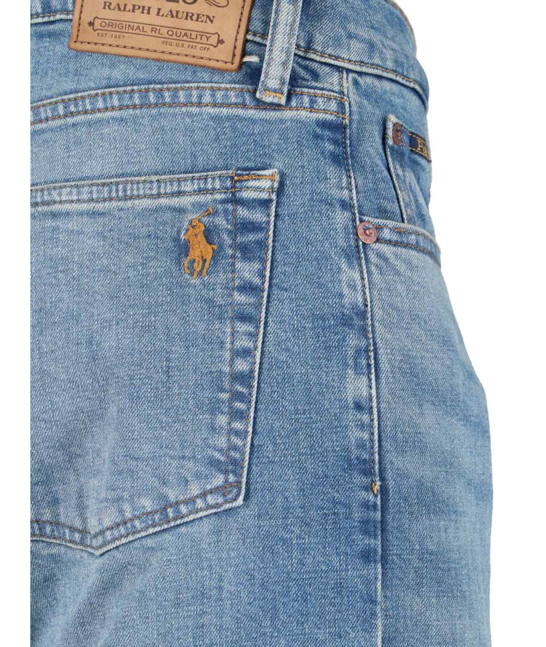 POLO RALPH LAUREN Синие хлопковые прямые джинсы, фото 4