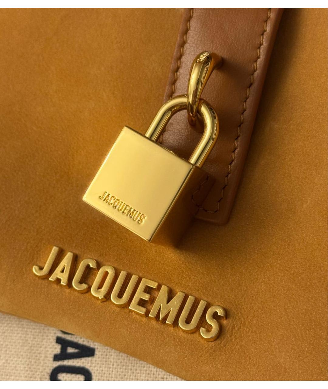 JACQUEMUS Оранжевая кожаная сумка с короткими ручками, фото 2