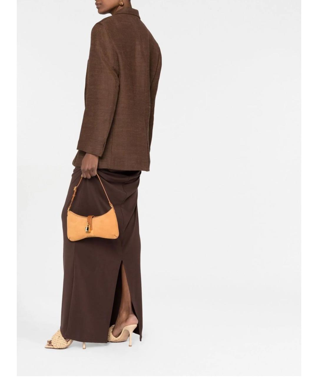 JACQUEMUS Оранжевая кожаная сумка с короткими ручками, фото 4