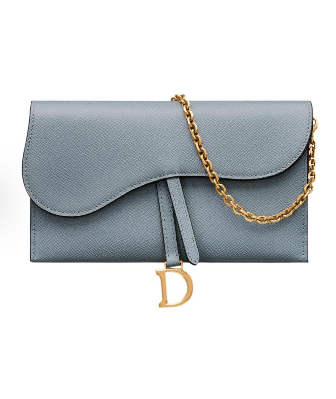 CHRISTIAN DIOR Голубая кожаная сумка через плечо, фото 1