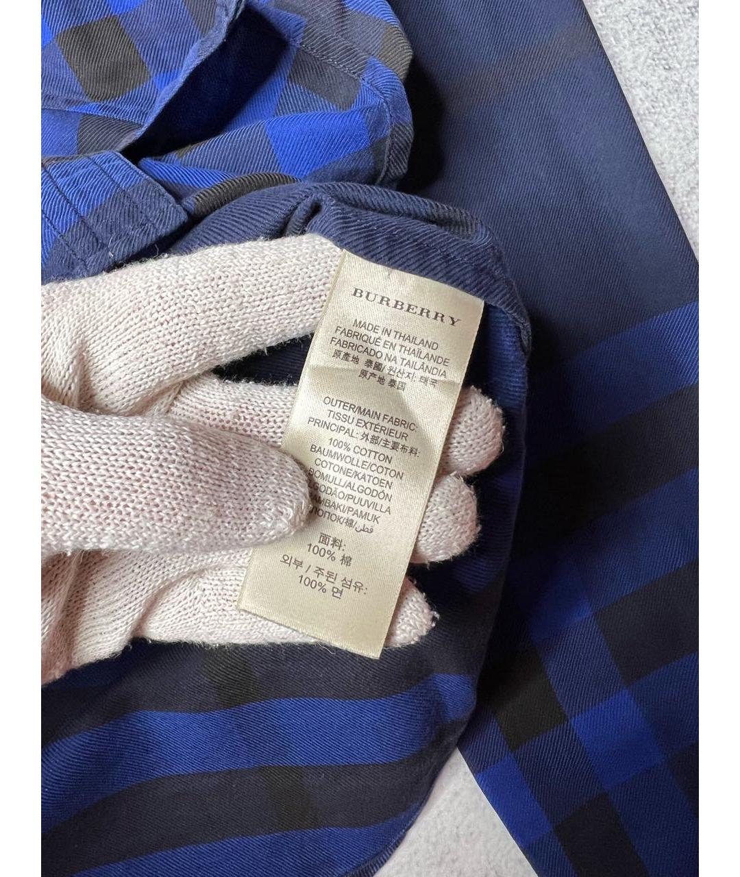 BURBERRY Синяя хлопковая рубашка, фото 6