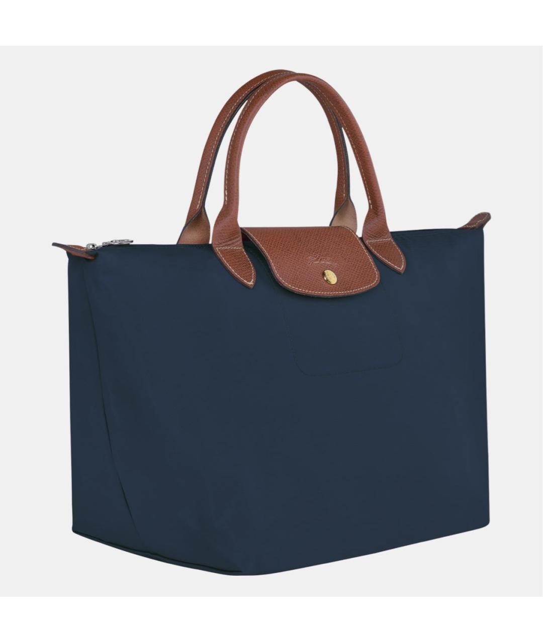 LONGCHAMP Темно-синяя кожаная сумка с короткими ручками, фото 2