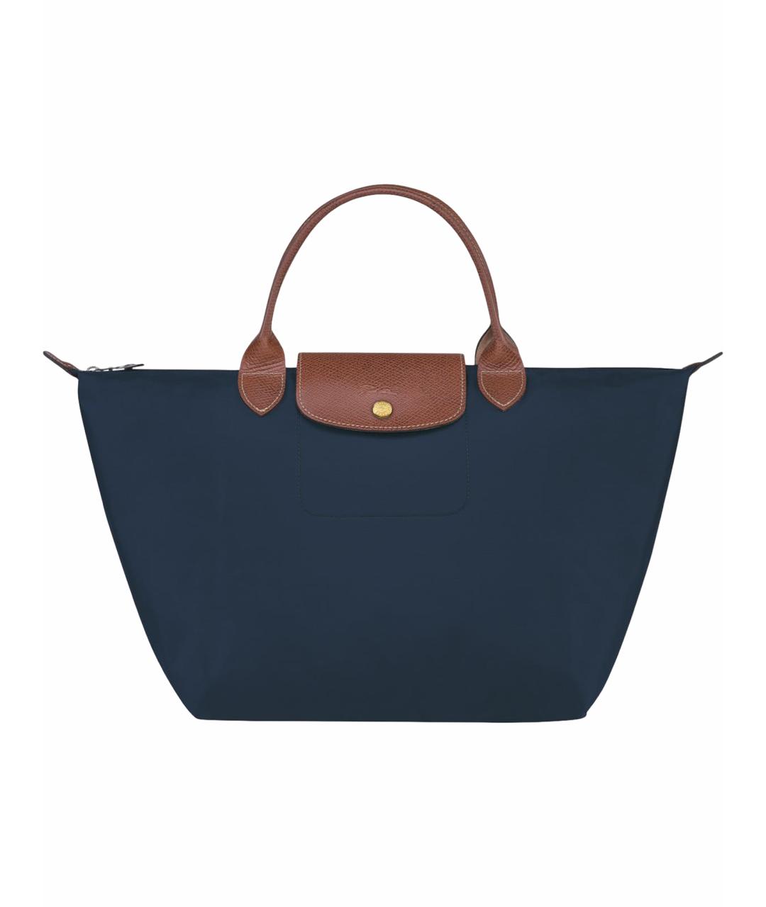 LONGCHAMP Темно-синяя кожаная сумка с короткими ручками, фото 1