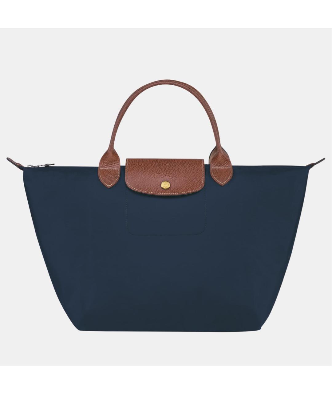 LONGCHAMP Темно-синяя кожаная сумка с короткими ручками, фото 9
