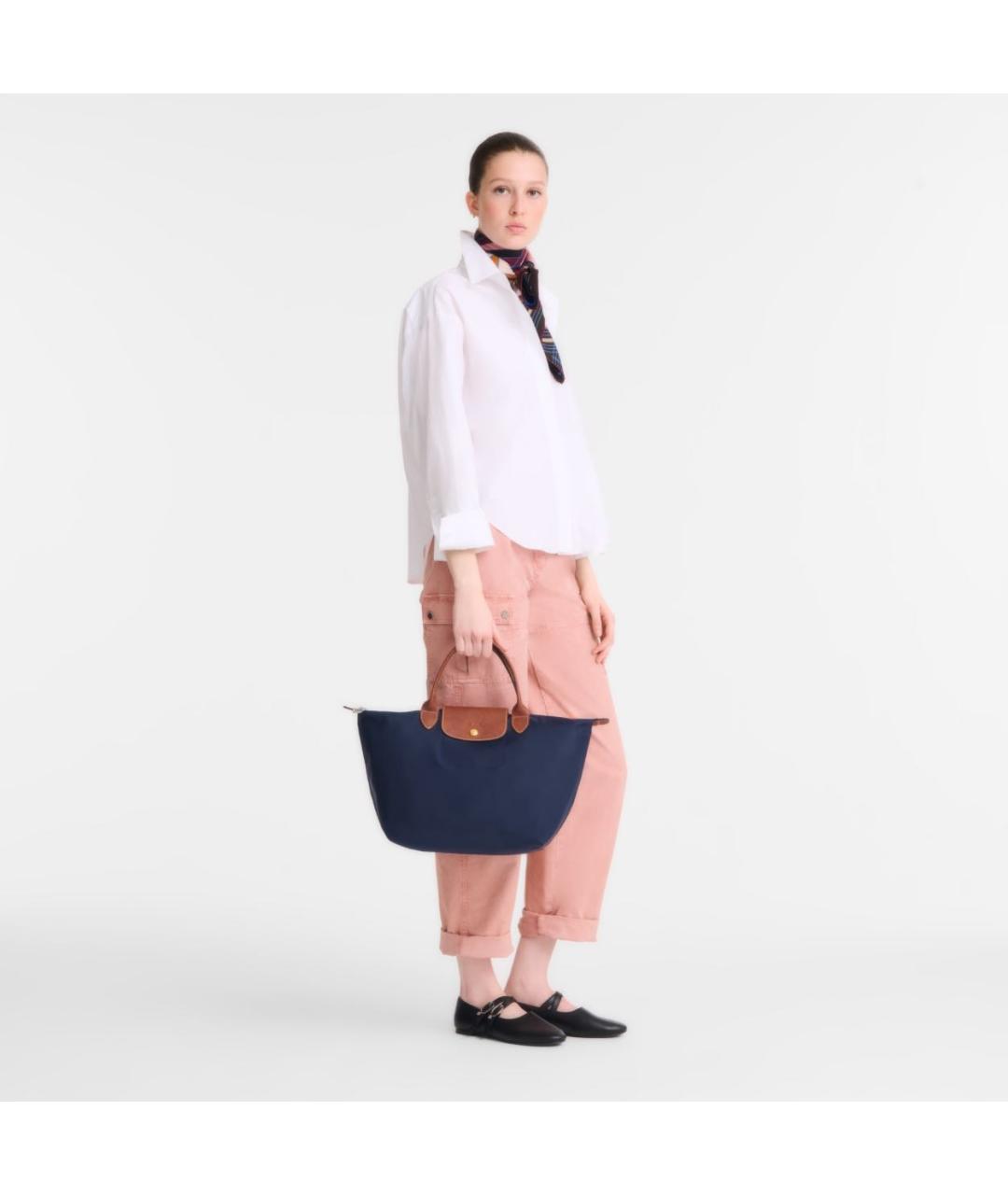 LONGCHAMP Темно-синяя кожаная сумка с короткими ручками, фото 8