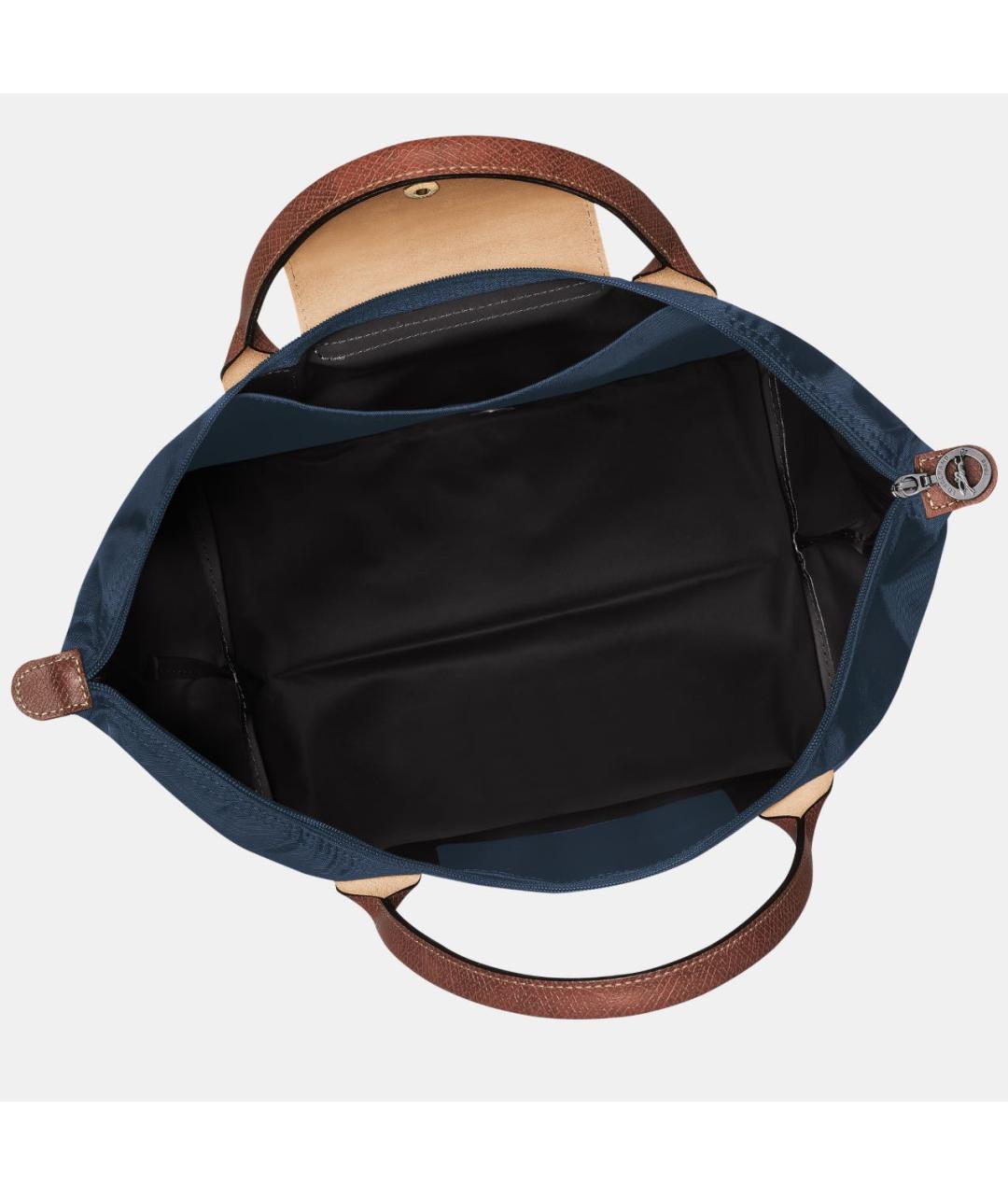LONGCHAMP Темно-синяя кожаная сумка с короткими ручками, фото 4
